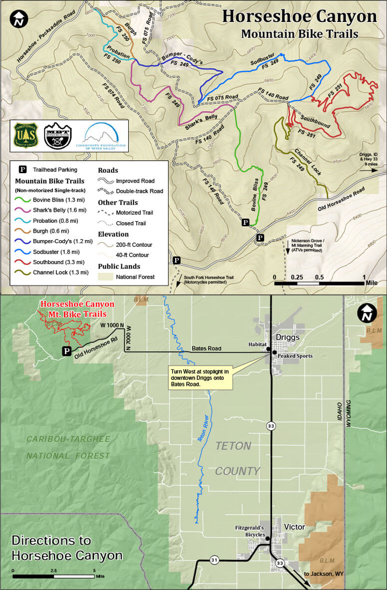 Teton Pass Trail Map