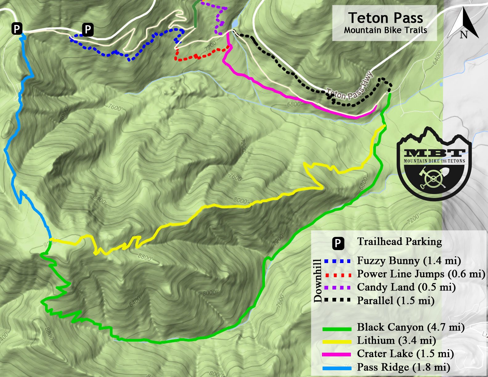Teton Pass Trail Map